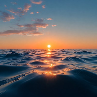Sunset over ocean waves