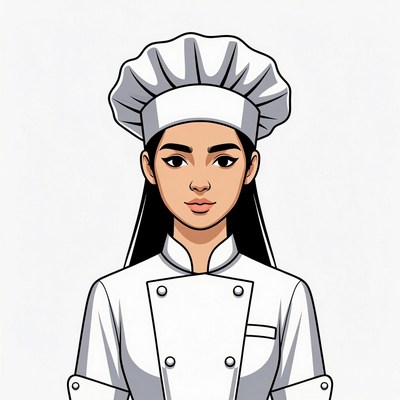Asian woman chef illustration