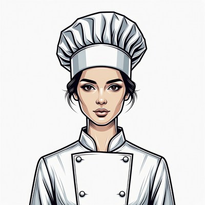 Asian woman chef illustration