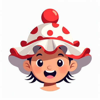 Girl wearing red mushroom hat