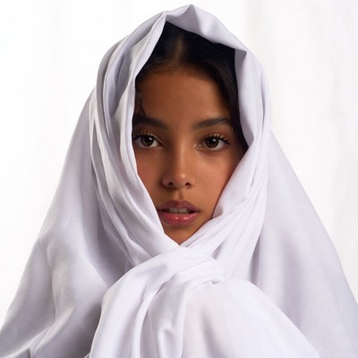 Girl wearing white hijab