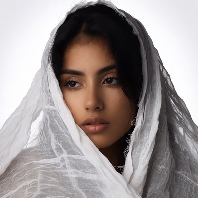 Woman in white headscarf