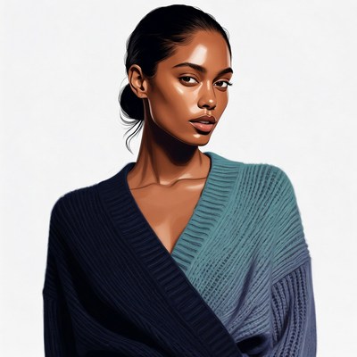 Beautiful African-American woman in colorful sweater