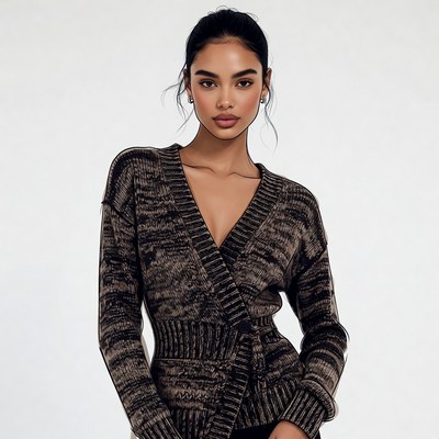 Beautiful Asian woman in black cardigan