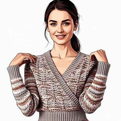 Woman in knitted sweater smiling