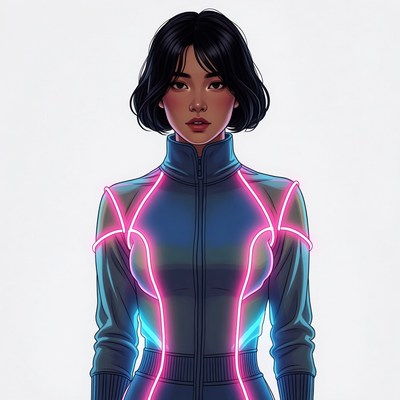 Asian woman in neon jacket