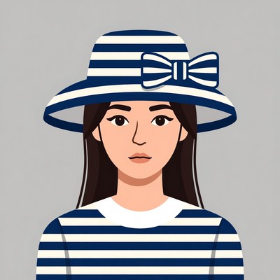 Asian woman in striped hat