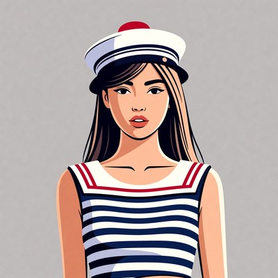 Asian woman in sailor hat
