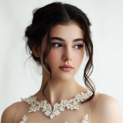 Woman in lace wedding dress