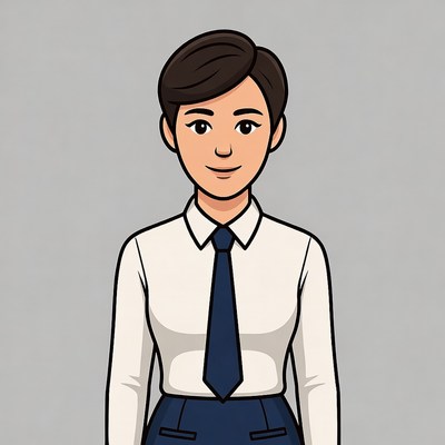 Asian woman in suit and tie