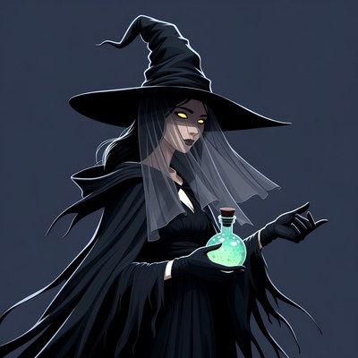 Witch holding glowing green potion