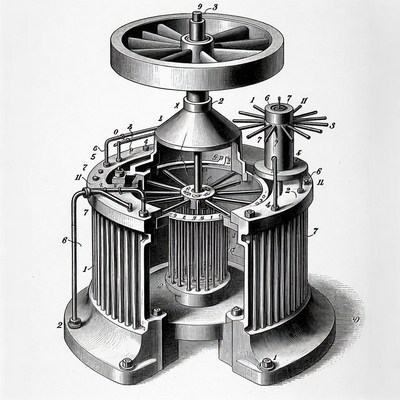 Vintage Steam Engine Cutaway Diagram