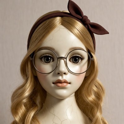 Blonde doll with headband and glasses