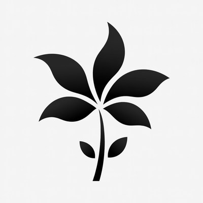 Black Silhouette Lily Flower