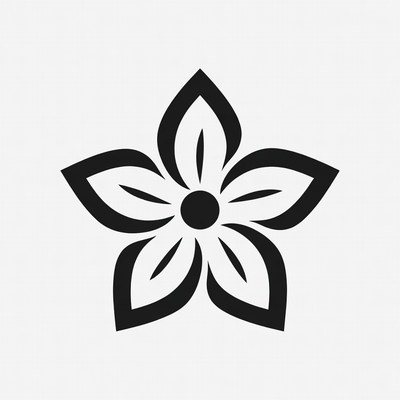 Black Outline Star Flower