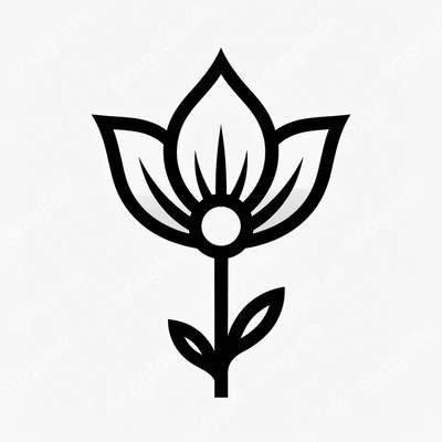 Black Outline Lotus Flower Icon