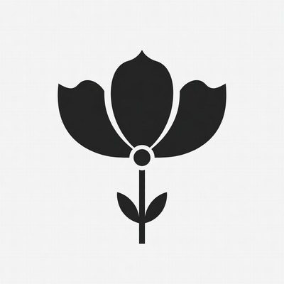 Black Silhouette Lotus Flower Icon