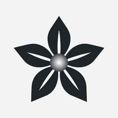 Black Star-Shaped Flower Illustration