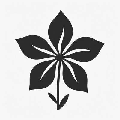 Black Silhouette Magnolia Flower