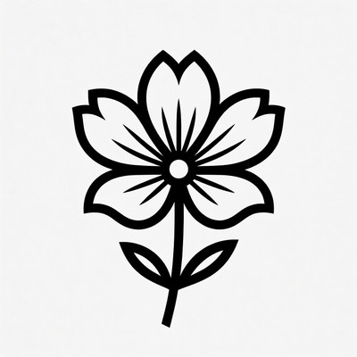 Black Outline Flower Illustration