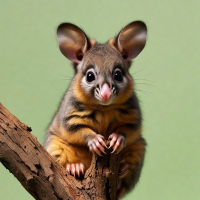 Cute sugar glider on branch