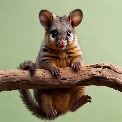 Cute sugar glider on branch