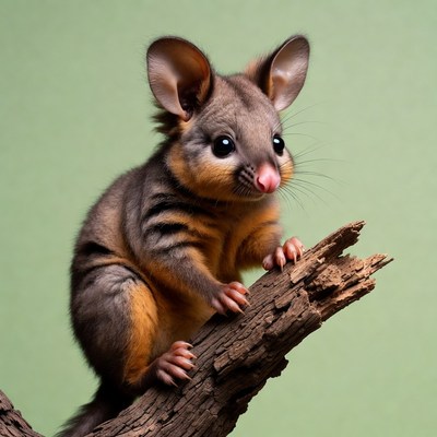 Sugar Glider on Wooden Branch