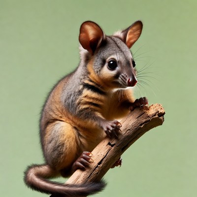 Sugar Glider on Wooden Branch