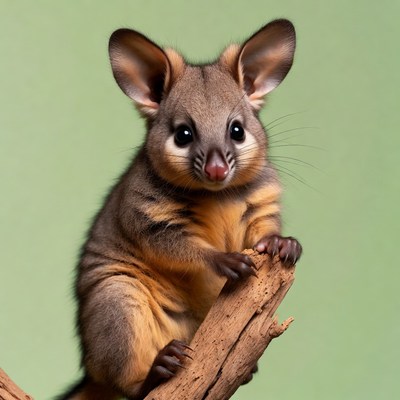 Cute sugar glider on branch