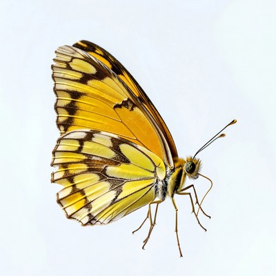 Yellow butterfly on white background