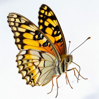 Orange Tiger Butterfly on White Background