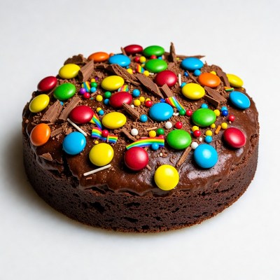 Chocolate Cake with Rainbow Candy Toppings