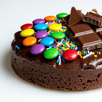 Chocolate Cake with M&Ms and Sprinkles