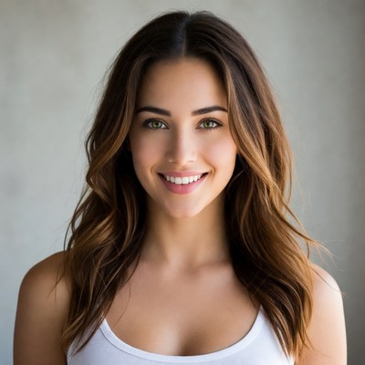 Smiling woman with brown hair