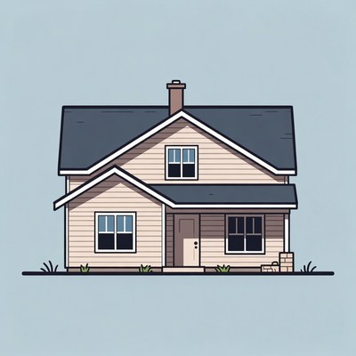 Cartoon House with Chimney