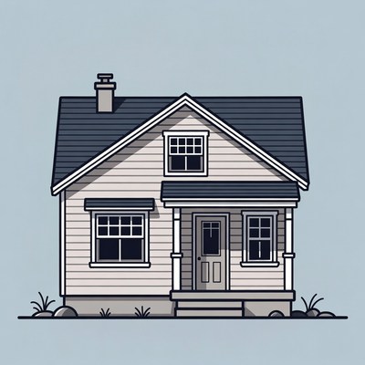 Simple Illustrated House with Chimney