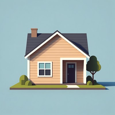 Cartoon House with Tree