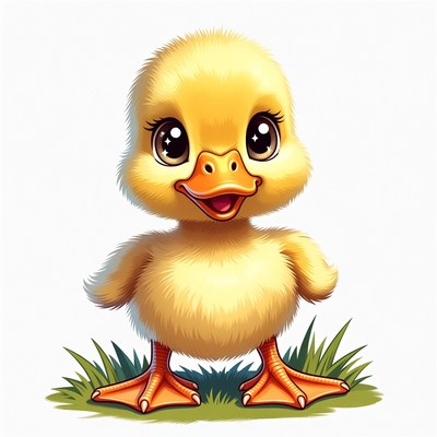 Cute yellow baby duck illustration