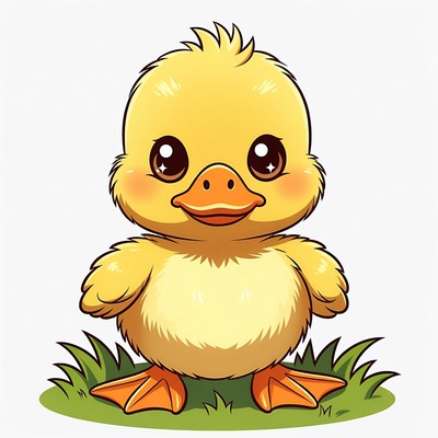 Cute yellow baby duck illustration