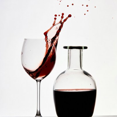 Red Wine Splashing from Wine Glass