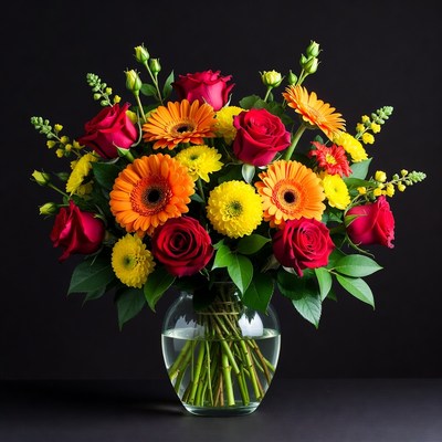 Vibrant Red Gerbera Roses Bouquet