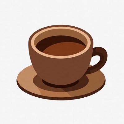 Brown coffee cup with saucer