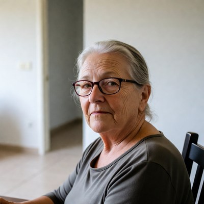 Elderly woman wearing glasses