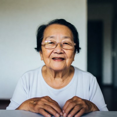 Elderly Asian woman smiling