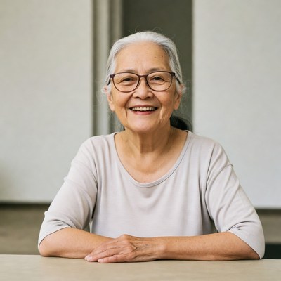 Smiling Asian elderly woman