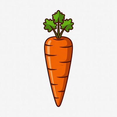 Cartoon carrot with green tops