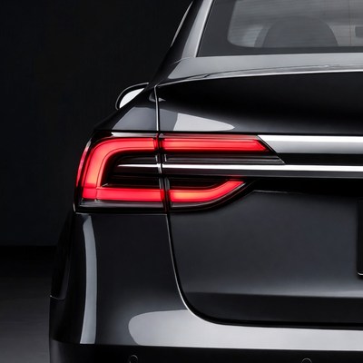 Black Tesla Rear Lights Glowing