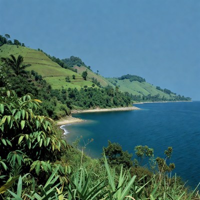 Tropical Bay with Green Hills