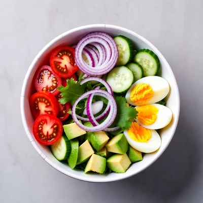 Fresh vegetable salad with eggs