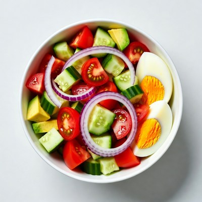 Fresh Tomato Cucumber Salad with Egg